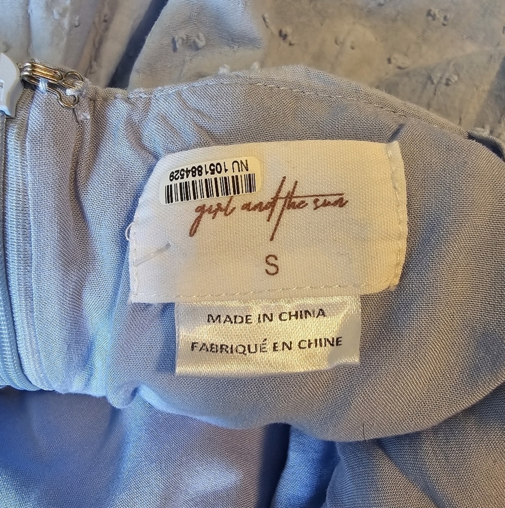 Girl & The Sun Kelsia Mini Dress in Light Blue, Size Small NWOT - Picture 8 of 10